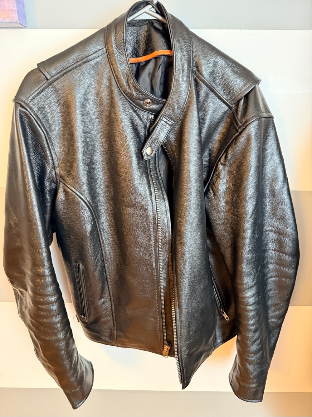 Men's Black Leather Biker Jacket